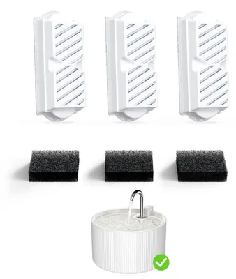 Produktbild von Ersatzfilter für Katzenbrunnen 3 Aktivkohlefilter + 3 Vorfilter-Schwämme Kompatibel mit 2,2L Keramikbrunnen Mehrschichtfilter für sauberes Wasser