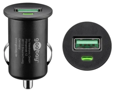 Image de Goobay 18 W, adaptateur de charge pour véhicule, Quick Charge 3.0, noir
