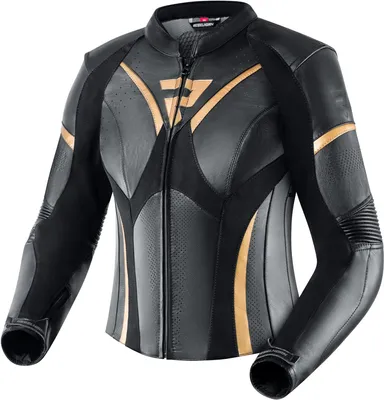 Produktbild von Rebelhorn Rebel Damen Motorrad Lederjacke, schwarz/gold, 38