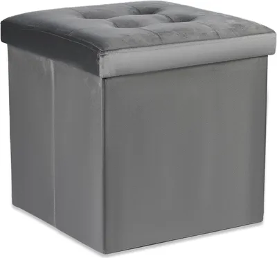 Produktbild von Ravello L Klapp-Pouffe mit Knöpfen - 38x38x38cm Samt grau