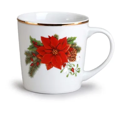 Produktbild von Thun 1794 Becher Thomas, 500 ml, Weihnachtsstern, Goldstreifen, Thun