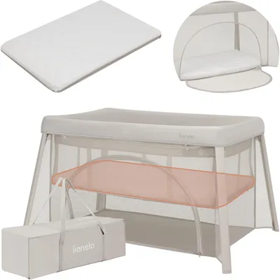 Produktbild von Lionelo Mila Reisebett 2in1 klappbar mit Matratze und Tragetasche - Beige Cream