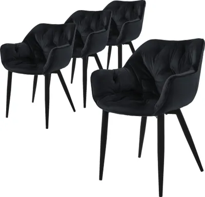 Produktbild von ML-Design sada 4 jídelních židlí s opěradlem, černá, ze sametu