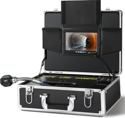 Produktbild von VEVOR Kanalkamera, 50 m, 7-Zoll-Bildschirm, Rohrinspektionskamera mit DVR-Funktion, wasserdichte IP68-Kamera, 12 einstellbare LEDs, mit einer 16 GB SD-Karte