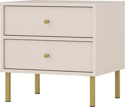 Produktbild von Selsey Oktio - Nachttisch mit 2 Schubladen, sandbeige, 52 cm