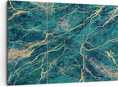 Produktbild von Bild auf Leinwand - Leinwandbild - 3 Teile - Abstraktion Gold Türkis - 105x70cm - Wand Bild - Wanddeko - Wandbilder - Leinwanddruck - Bilder - Wanddekoration - Leinwand bilder - CE105x70-4564