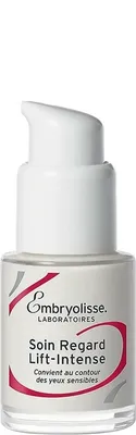 A product shot of an eye cream bottle with a pump dispenser.