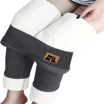Obrázek produktu pro Termo legíny Dámské zimní lemované kalhoty na běhání Sportovní bavlněné termolegíny Teplé fleecové kalhoty na běhání Vysoký pas Elastické volnočasové kalhoty s novinkou Vzor Strumpants Kalhoty na jógu