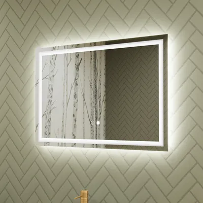 Zdjęcie produktu dla Prostokątne lustro łazienkowe z oświetleniem LED 70x50cm, lustro ścienne z włącznikiem dotykowym, regulowana barwa światła lustra (2700K-6000K), bezmgielne, lustro do łazienki, WC, podświetlenie przedpokoju,