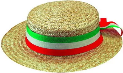 Produktbild von Strohhut im italienischen Stil mit Stoffband für dekorative Zwecke – Einheitsgröße