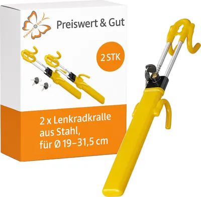 Produktbild von 2x Lenkradschloss für Auto & SUV – Lenkradkralle mit robuster Lenkradsperre, Diebstahlschutz für unterwegs & Urlaub