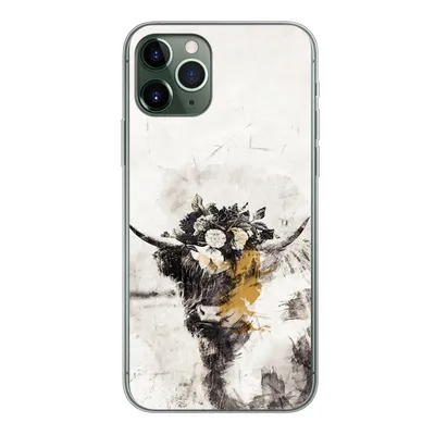 Produktbild von MuchoWow® Handyhülle Schutzhülle Hülle für iPhone 11 Pro Schottischer Highlander - Farbe - Blumen Silikon Softcase Handy Hülle - Handy