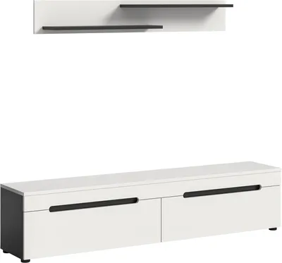Produktbild von Lowboard inkl. Wandboard Canu | weiß / Basalt grau