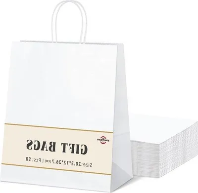 Produktbild von Famanu Geschenktüten Kraftpapier - 50 Stück - 20 x 10,5 cm - Weiß