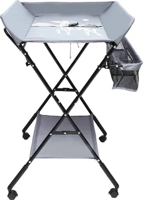 Produktbild von Klappbarer Wickeltisch für Babys, großzügiger Stauraum, ergonomisches Design, Grau- mit Rädern