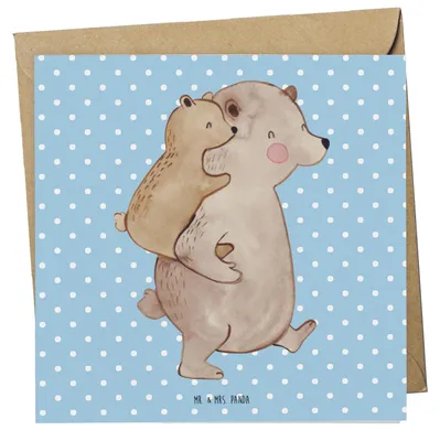 Produktbild von Mr. & Mrs. Panda Glückwunschkarte Papa Bär - Blau Pastell - Geschenk, Muttertag, Vatertag, Grußkarte, faltkarte, Vater, doppelkarte, Geburtstag, anlasskarte, Klappkarte