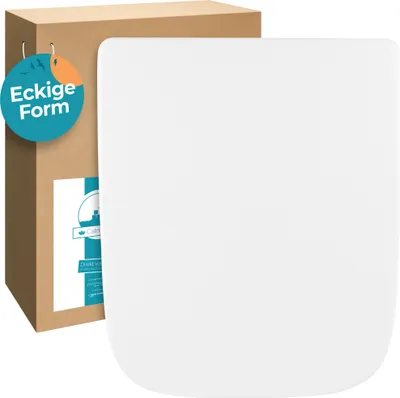 Produktbild von Calmwaters® Antibakterieller WC Sitz für Keramag Renova Nr. 1 Plan 202150 & 202160, Toilettensitz mit Absenkautomatik, Duroplast Klositz, Toilettendeckel abnehmbar, überlappend, Weiß, 26LP3461