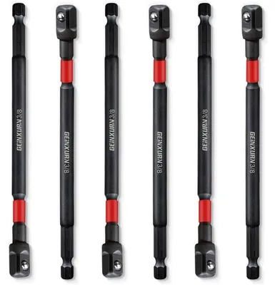 Image de Jeu d'adaptateurs pour douilles, 6 pièces, 150 mm, en acier Cr-V, adaptateur 1/4 de pouce vers 3/8 de pouce, pour perceuse et visseuse sans fil