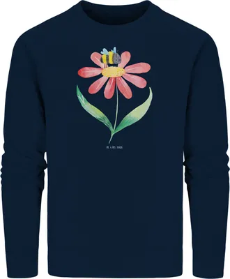Produktbild von Mr. & Mrs. Panda Baumwoll Sweatshirt Hummel Blume Größe XS - French Navy - Geschenk, Sweater, Biene, Natur, Lustige Sprüche, Wespe, Pulli, Pullover, Hummeln