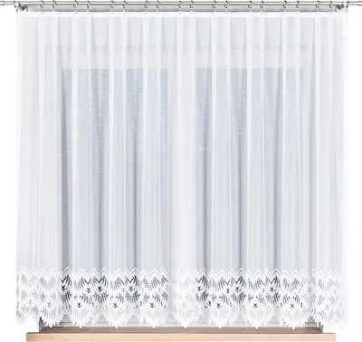 Zdjęcie produktu dla Zasłona dekoracyjna krótka wzorzysta FELICJA LINE 160 biała 300x160 cm MyBestHome