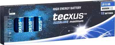 Zdjęcie produktu dla 12x Tecxus 59579 Bateria alkaliczna max LR6/AA (Mignon), 12 szt. Pudełko, niebiesko-srebrne - Bateria alkaliczna manganowa (alkaliczna), 1,5 V