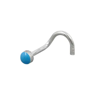 Produktbild von Nasenstecker 25mm Spirale mit Email-Punkt blau Silber 925 silber/blau 2,5mm