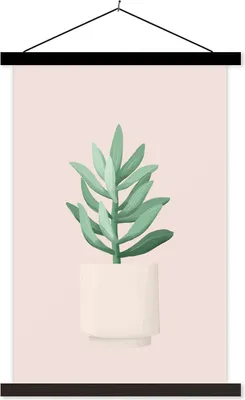 Produktbild von MuchoWow® Textilposter Blumentopf - Tierarztpflanze - Pastell - Rosa 120x180 cm mit schwarzem Rahmen - Fotos