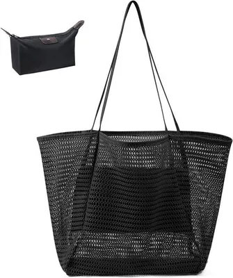 Produktbild von Reisetas mit Make-uptas und Binnenvak - Opvougbare Handtas - Zwart - 45 x 35 x 16 cm
