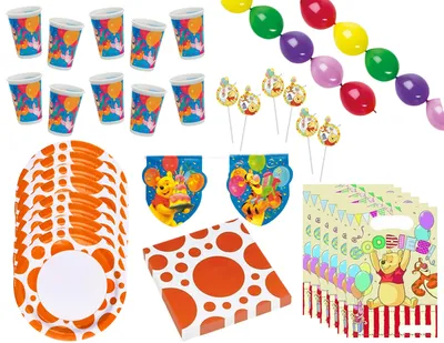 Produktbild von Winnie Puuh - Kindergeburtstags-Set (51-teilig) Teller Becher Dekoration Servietten Geburtstag