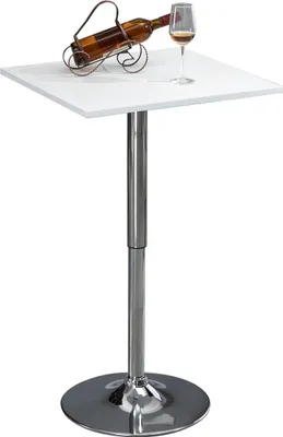 Immagine prodotto di Tavolo da bar regolabile - Quadrato, 69-91 cm, Bianco/Argento
