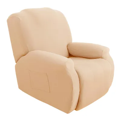 Obrázok produktu pre Poťah na kreslo Relaxačné kreslo Poťah na pohovku Stretch Poťah na stoličku s bočnou vreckou Poťah na ležadlo Ochrana nábytku Poťah na ležadlo, béžový