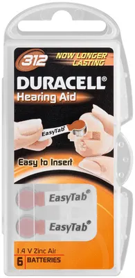 Immagine prodotto di Duracell DA312 per apparecchi acustici, a bottone/a moneta, 1,4 V, 3,6 mm, 7,9 mm, DA312