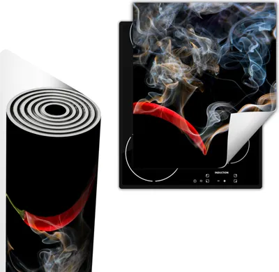 Obrázek produktu pro Kryt na varnou desku 45 x 52 cm, protiskluzová rohož na sklokeramickou desku, srolovatelná, černá, Chilli
