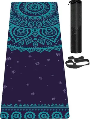 Image de Tapis de yoga antidérapant et écologique avec sangle de transport, tapis d'entraînement épais pour le yoga, le Pilates et le fitness (183 cm x 61 cm x 6 mm)