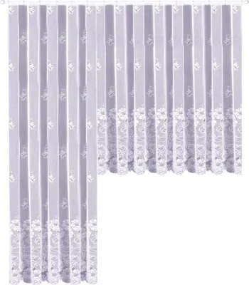 Produktbild von Heimtexland ® Gardinen Store Jacquard Vorhang weiß halbtransparent geblümte Bordüre Kräuselband Typ318 HxB 90 x 300 cm für Fensterbreite 100-130 cm