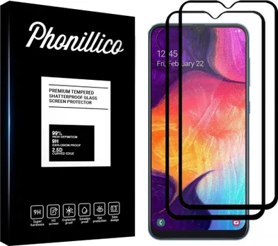 Obrázok produktu pre Tvrdené sklo pre Samsung Galaxy A50 [2 ks] Ochranné sklo s čiernou fóliou na okraji proti poškriabaniu odolné sklo Phonillico®