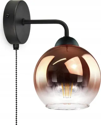 Productafbeelding van FKL DESIGN Home Deco Wandlamp, wandlamp, bolvormig, zwart, koper, transparant