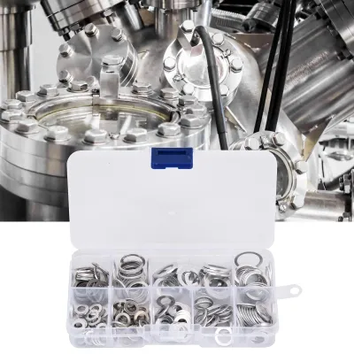 Produktbild von 200-teiliger Aluminiumringsatz für Wartungsverschlüsse mit Aufbewahrungsbox und Dichtungshalter.