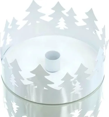 Produktbild von Boltze Weihnachtskerzenhalter Ella Waldsilhouette Weiß Ø 15 cm - Metall