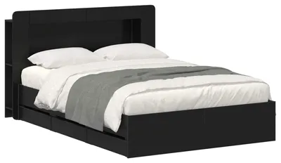 Obrázek produktu pro Rám postele s úložným prostorem s čelo Černá 150 x 200 cm