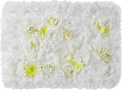 Zdjęcie produktu dla Ściana z kwiatów sztucznych – zestaw 12 paneli 60×40 cm – tło ślubne – dalia, róża, hortensja – montaż na ścianie – eleganckie – białe