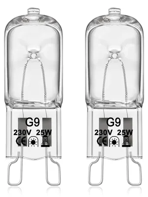 G9 Halogen Backofenlampe 25W 300°C, 2 Stück, dimmbar