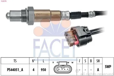 Produktbild von FACET Lambdasonde für FORD Kuga Mk2 (DM2) nach-Kat Beheizt Planarsonde 950mm 10.8376