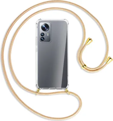 Produktbild von Handykette Backcover-Schutzhülle mit Band (Metall goldfarben) für Xiaomi 12 Pro - Goldkordel