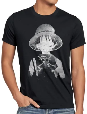 Produktbild von BaumwolleCloud Ruffy Silhouette Herren T-Shirt Strohhut piratenband Manga