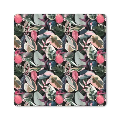 Produktbild von MuchoWow® Mauspad Mousepad Tropisch - Blätter - Rosa 20x20 cm - Mousepads - Maus Mat - Pad - Mausunterlage - Desk Mat - Bureauartikeln