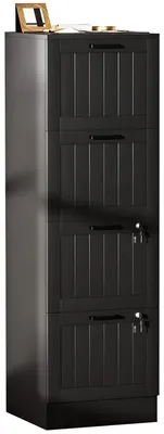 Produktbild von Bš¹roschrank, Holzschrank mit 4 Schubladen und Schloss, verstellbare Kleiderstangen, 40 x 40 x 131 cm, schwarz
