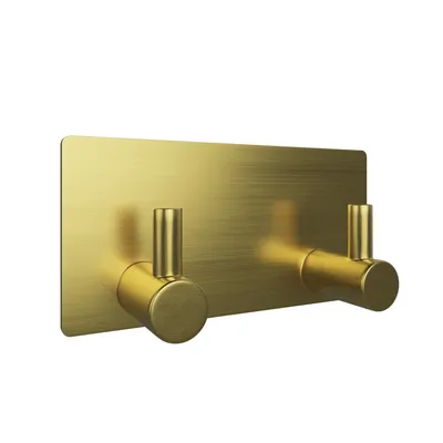 Productafbeelding van EAVY hakenlijst zelfklevend met 2 haken, RVS goudlook, handdoekhouder zonder boren voor badkamer en keuken