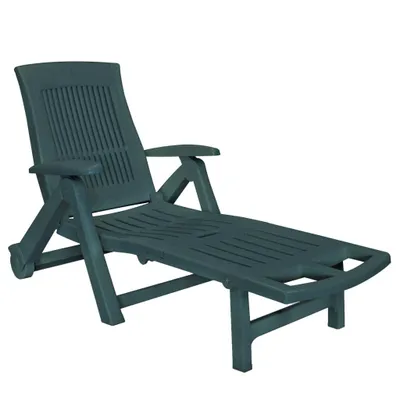 Image de Chaise longue avec repose-pied Plastique Vert