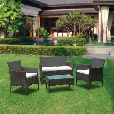 Produktbild von Hengda Gartenmoebel Ecksofa Sitzgruppe Lounge Sessel Garnitur Terrassen Lounge Set